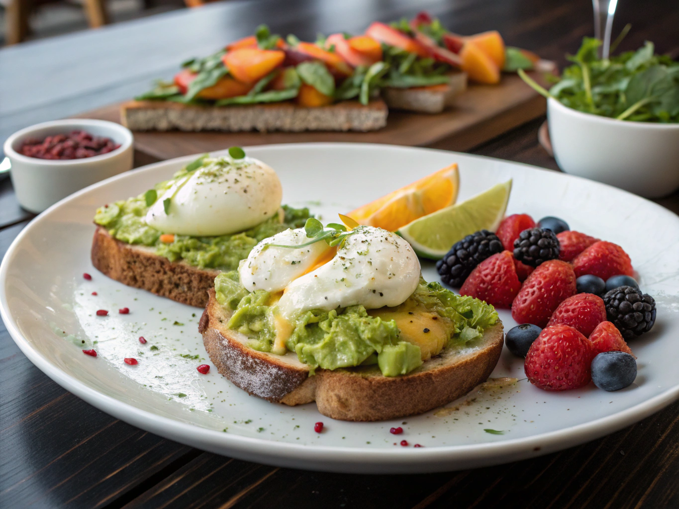 Artisanal brunch plate featuring fresh seasonal ingredients and vibrant colors