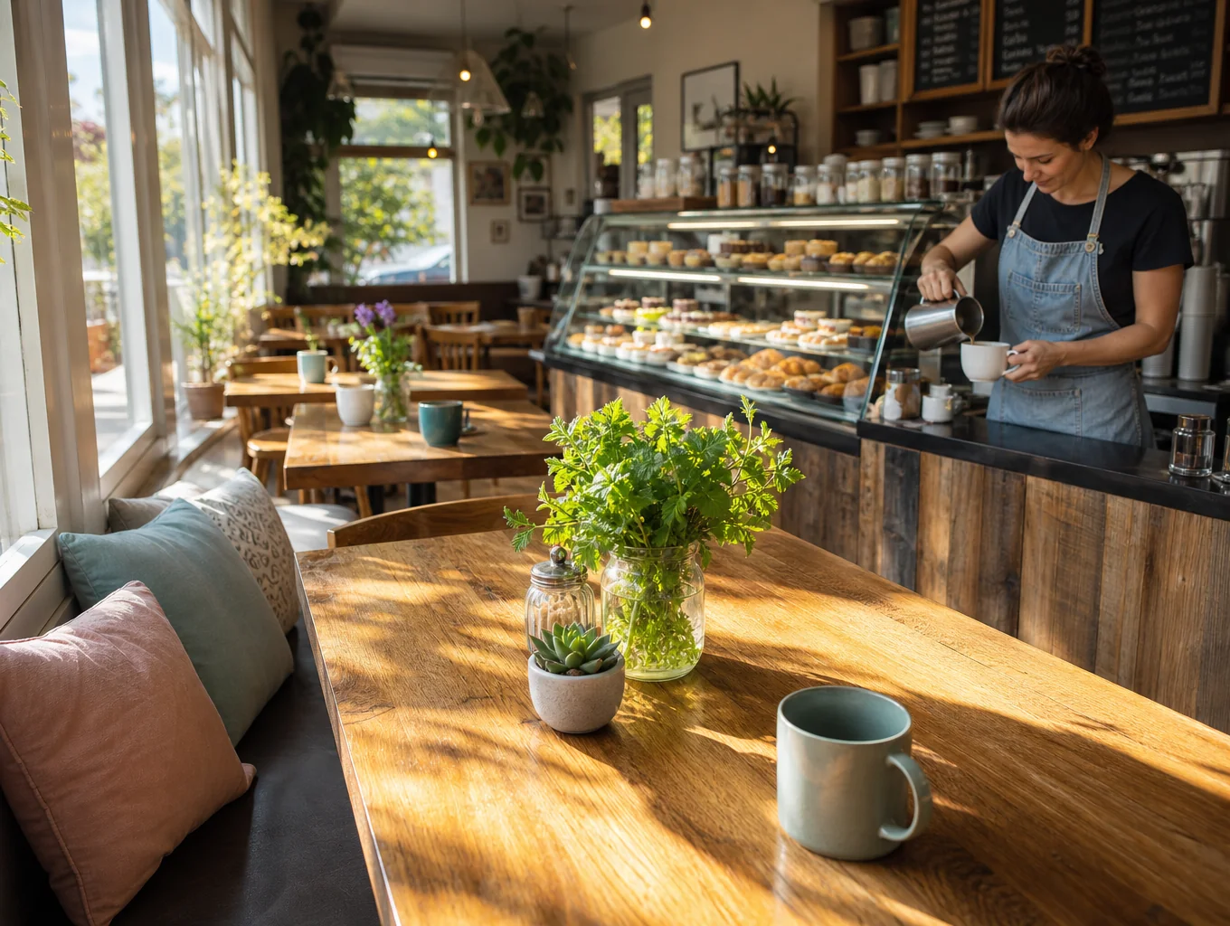 Bright and inviting interior of Sunup cafe
